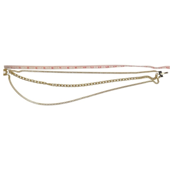 Chunky Gold Tone Curb Cuban Multi Chain Link Layered Necklace - Picture 7 of 7